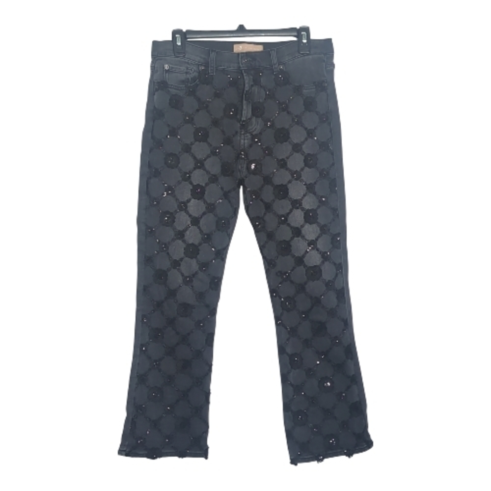 7 For All Mankind Luxe Embellished Sequin Black Statement Denim Jeans Whimsigoth